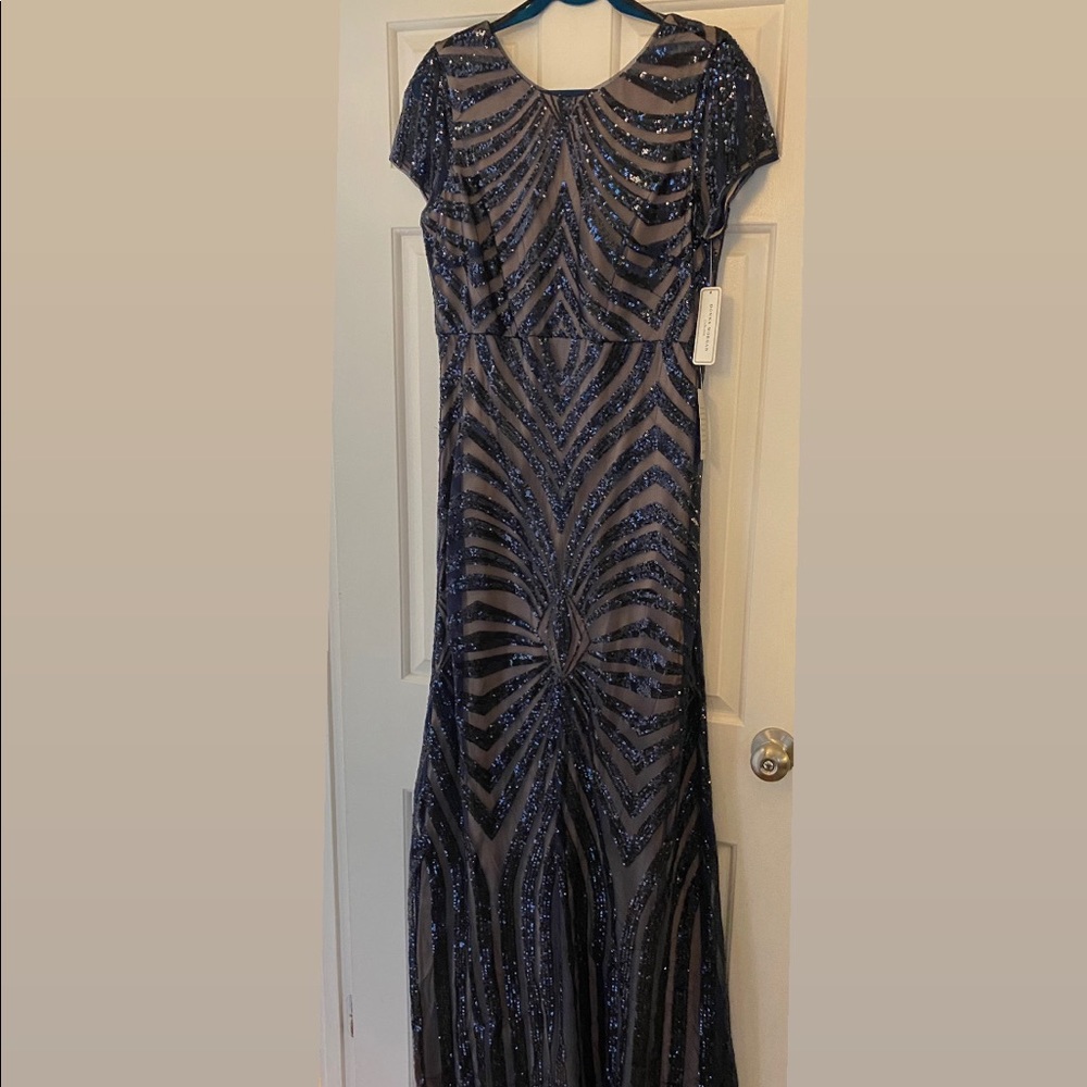 Donna Morgan Collection Floor Length Navy Dress, Size 10